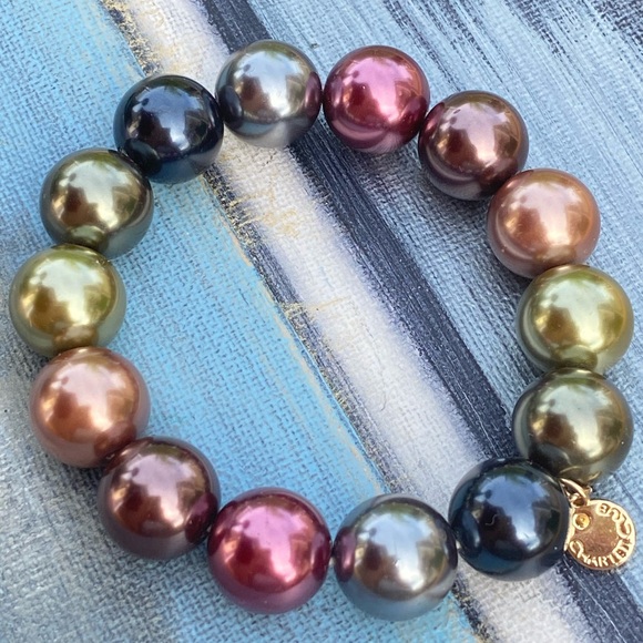 Charter Club Multicolor Faux Pearl Stretch Bracelet 14mm - Picture 1 of 6